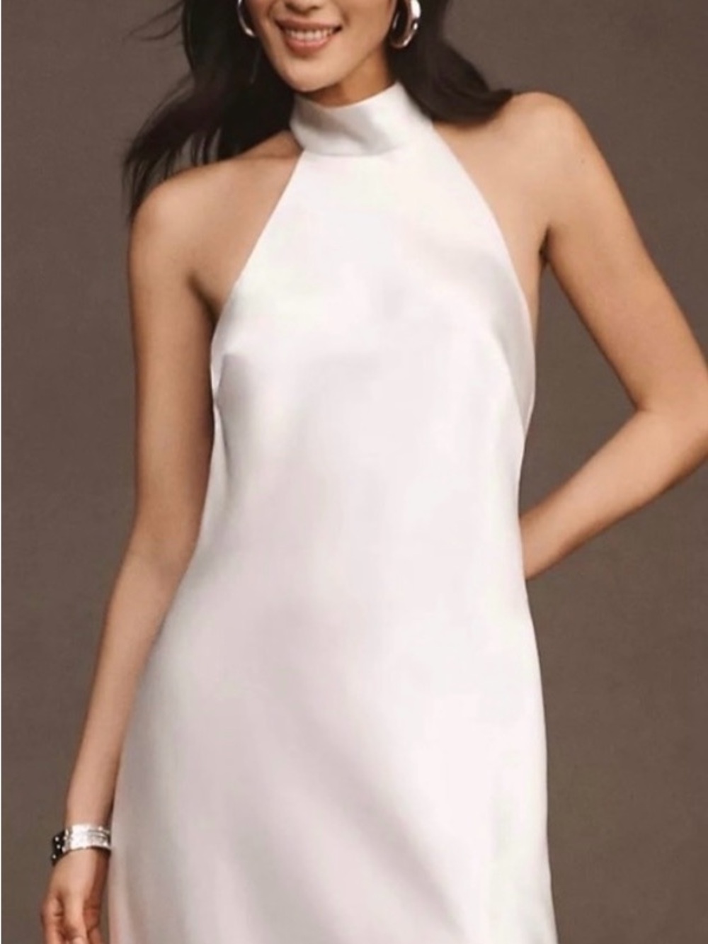 BHLDN White Halter Satin Wedding Dress